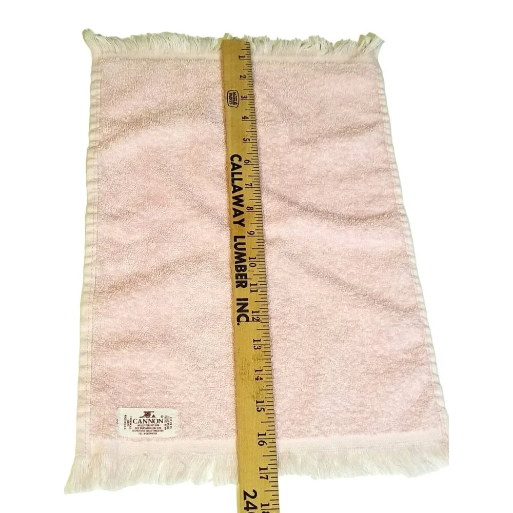 Vintage Cannon Hand Towel Pink With Pink Embroidered Butterfly